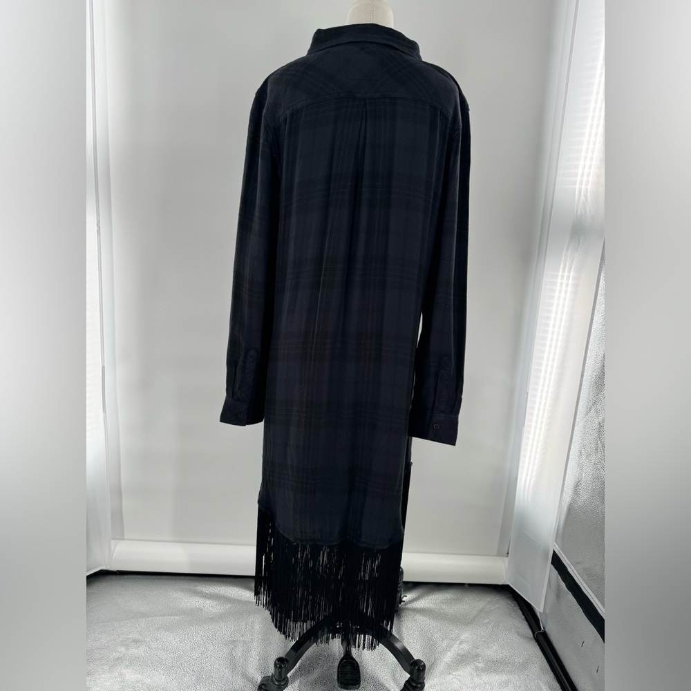 Rails Plaid Fringe Trim Dress Size Large - image 3
